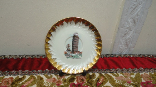 Plato Italiano Antiguo Porcelana Torre De Pisa Decorar Vealo