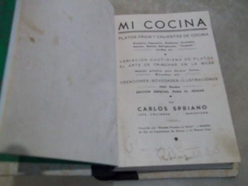 Mi Cocina, Por Carlos Spriano. Buenos Aires 1939