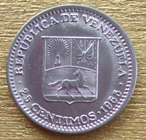 Moneda Venezuela De 25 Centimos De 1965 Brillante Oferta