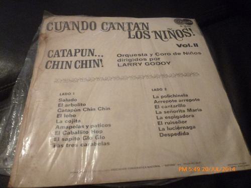 Vinilo Lp De Larry Godoy Cuando Cantan Los Niños (u126
