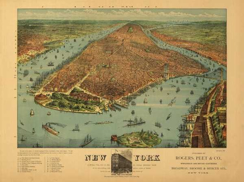 Lamina 45x30cm. - Mapa Antiguo De La Ciudad De New York 1879