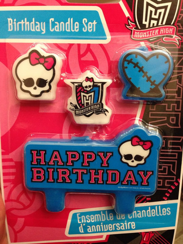 Imagen 3 de 3 de Juego De 4 Velas Para Pastel Monster High.