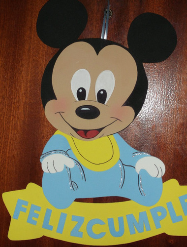 Cartel Cumpleaños -mickey / Minnie Bebe - Goma Eva 46 X 39cm