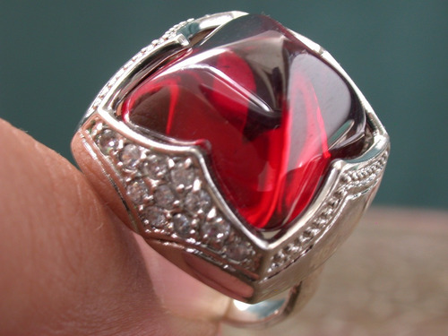 Herm Luli Anillo Plata 925 Circonias Cristal Rojo Oferta !!!