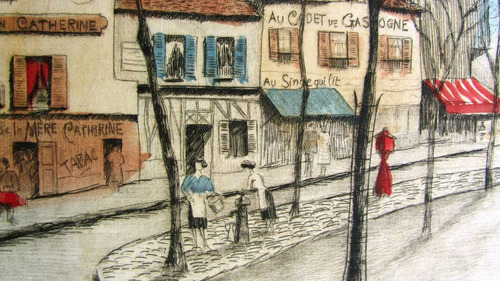 Água-forte Aquarelada - Place De Certre/paris (Usado)