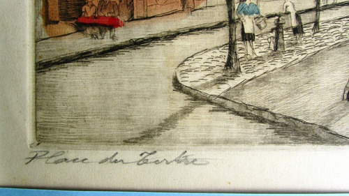 Água-forte Aquarelada - Place De Certre/paris (Usado)