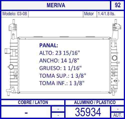 Radiador Meriva 1.4 /1.8 Lts 2003 2004 2005 2006 2007 2008