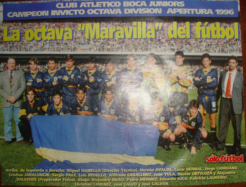 Boca Juniors - Mini Poster - Campeón Invicto  8° Div.1996