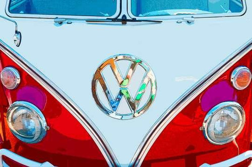 Ilustracion De Volkswagen Combi Vw - Lamina 45 X 30 Cm.