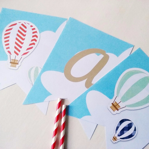 Imagen 5 de 6 de Kit Imprimible Globos Aerostáticos Niño Personalizado