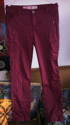 Pantalón Pitillo Mujer Burdeos Marca Mor Talla 38-40 