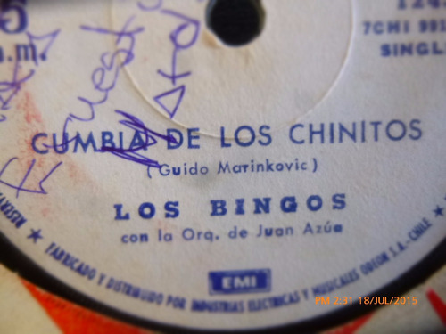 Vinilo Single De Los Bingos --chapulin Colorado  ( R106