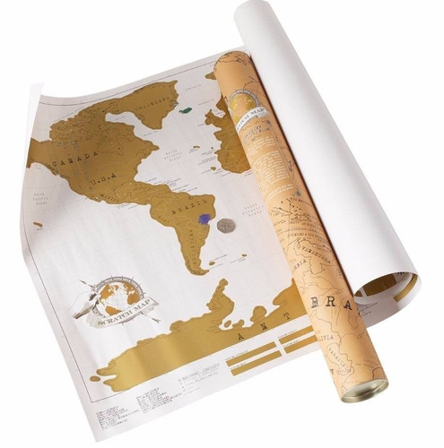 Mapa Raspa Scratch Map Raspadita Viajeros Vinilo Regalo Blanco Y Marron