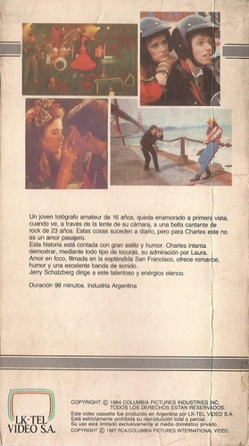Amor En Foco Vhs Jon Cryer Demi Moore No Small Affair 1984 (Usado)