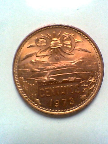 20 Centavos De Cobre Moneda Mexicana 1973 Sin Circular