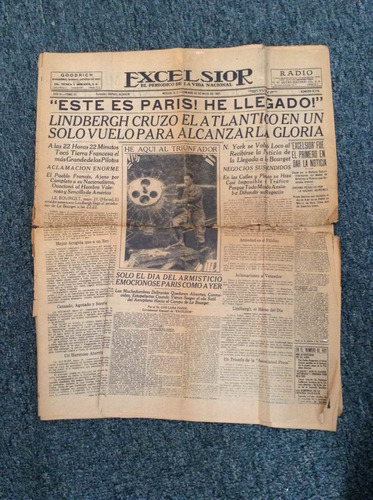 Periodico Exelsior Lindbergh En Paris