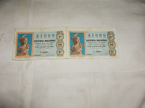 Billete De Loteria Español Año  1967..
