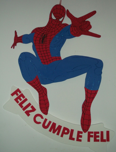 Cartel Cumpleaños - Spiderman H. Araña - Goma Eva 58 X 36 Cm