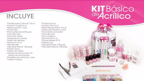 Kit De Uñas Cortatip Pincel 10 Decorados Crystales