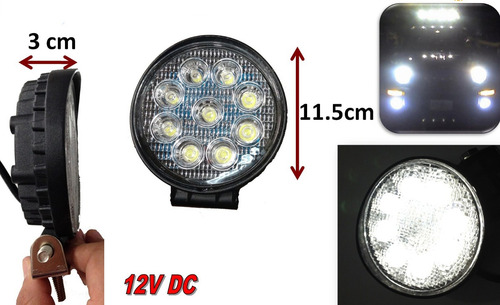 Par De Faros Alta Potencia Redondo 9 Led Slim Fa536