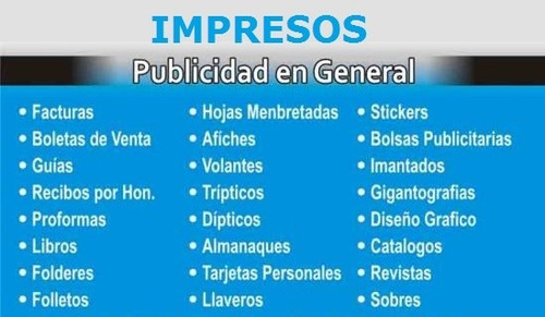 Volantes, Tarjetas, Banners, Folletos, Impresos.