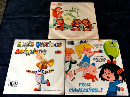 Vinilos X3 Topo Gigio/ Flia Telerin/las Ardillas Exc.estado (Usado)
