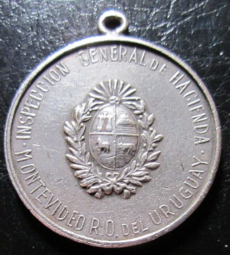 Antigua Medalla Inspector Gral Hacienda Montevideo Plata 925