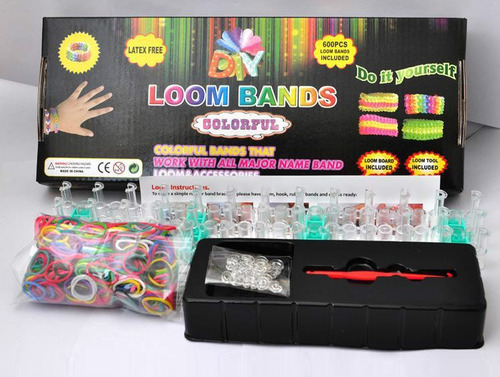 Loom Bands Kit 600 Gomitas Full Color Aguja Telar Completo