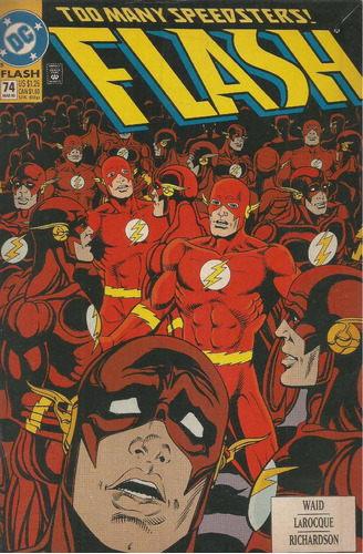 Flash N° 74 - Too Many Speedsters! - 30 Páginas Em Inglês - Editora Dc Comics - Formato 17 X 26 - Capa Mole - 1993 - Bonellihq Cx02 Abr24
