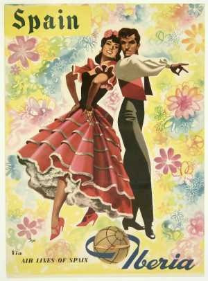 Bailarines Españoles En Reclame Antiguo - Lamina 45 X 30cm.