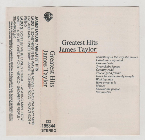 Cassette De James Taylor - Greates Hits