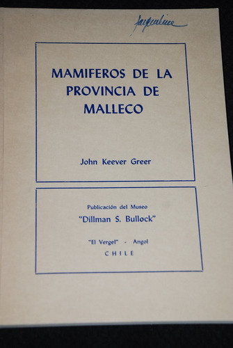 Mamiferos Provincia Malleco 1968 Fotos