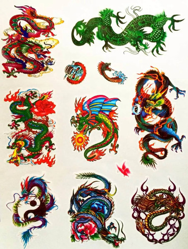 Imagem 5 de 6 de Kit Com 60 Tatuagens Dragões Temporárias Tattoo N24
