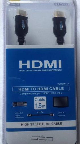 Cable Hdmi Full Hd 1080p 3d 1.8 Mts Blu Ray Ps3 Xbox Ps4 Tv