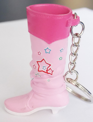Imagen 2 de 2 de Llavero De Bota Rosada Con Estrellas Plastico