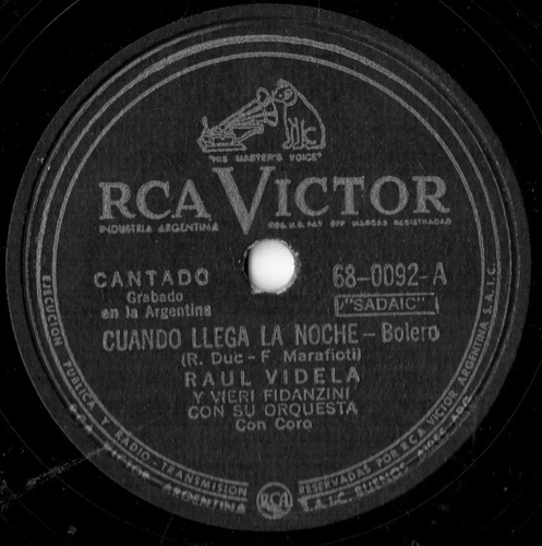 Raul Videla  - Cuando Llega La Noche - Boda Gris  78 R. P. M