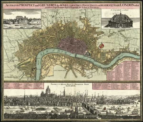 Lamina 45x30cm. - Mapa Antiguo De Londres Inglaterra De 1700