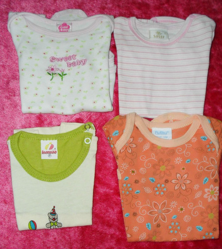 Lote 3 Bodies Manga Corta Y Musculosa-ropa Beba 0-4 Meses