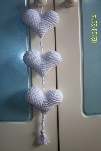 Colgantes Moviles Corazones Tejidos Al Crochet