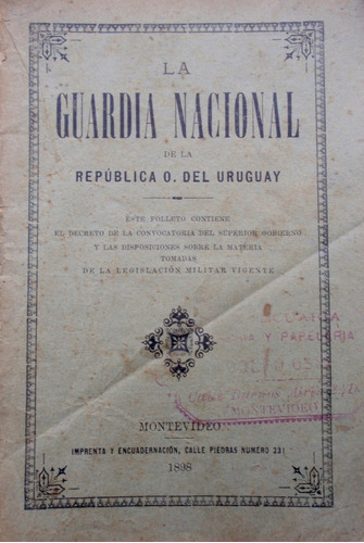Antiguo Folleto La Guardia Nacional 1898 Periodo Revolucion