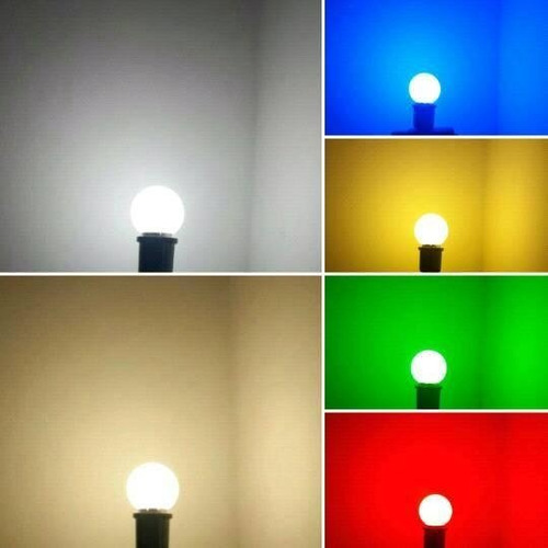 Kit De 4 Bombillos Led E27 Color Amarillo Verde Rojo Azul