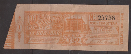 M750-antigo Bilhete De Loteria 1902 Com Selos Fiscais