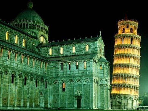 Duomo Y Torre De Pisa Italia - Lamina 45 X 30 Cm.