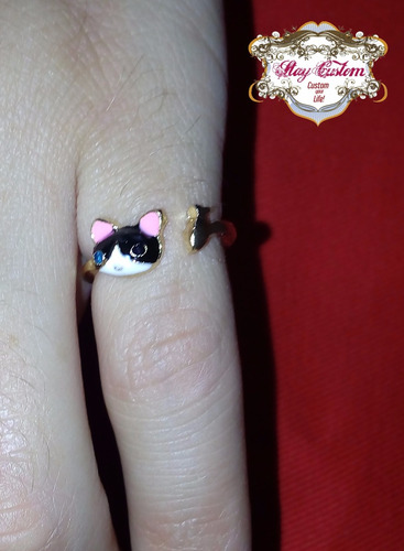 Aros Y Anillo Gatito Y Pez Plateado Importado Vintage Pin Up