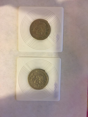 2 Monedas De 20 Centavos Antiguas De Colombia 1956 Y  1959