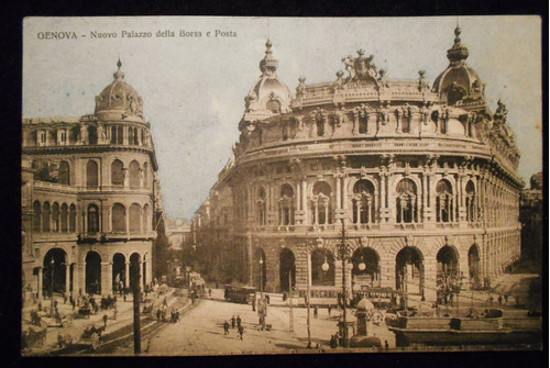 Postal Antigua Genova Italia Palacio De La Bolsa Postal 1907