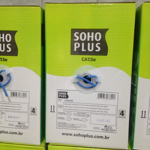 Caixa Cabo De Rede Cat 5e Soho Plus(sohoplus.100%cobre)305mt