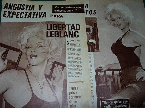 Libertad Leblanc Angustia Clipping Revista Radiolandia