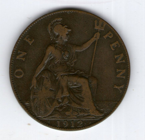 Gran Bretaña Reina Jorge V Moneda 1 Penny 1912 H Km#810