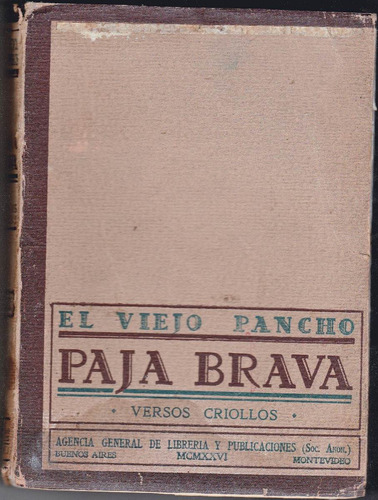 El Viejo Pancho Paja Brava Versos Criollos 1929